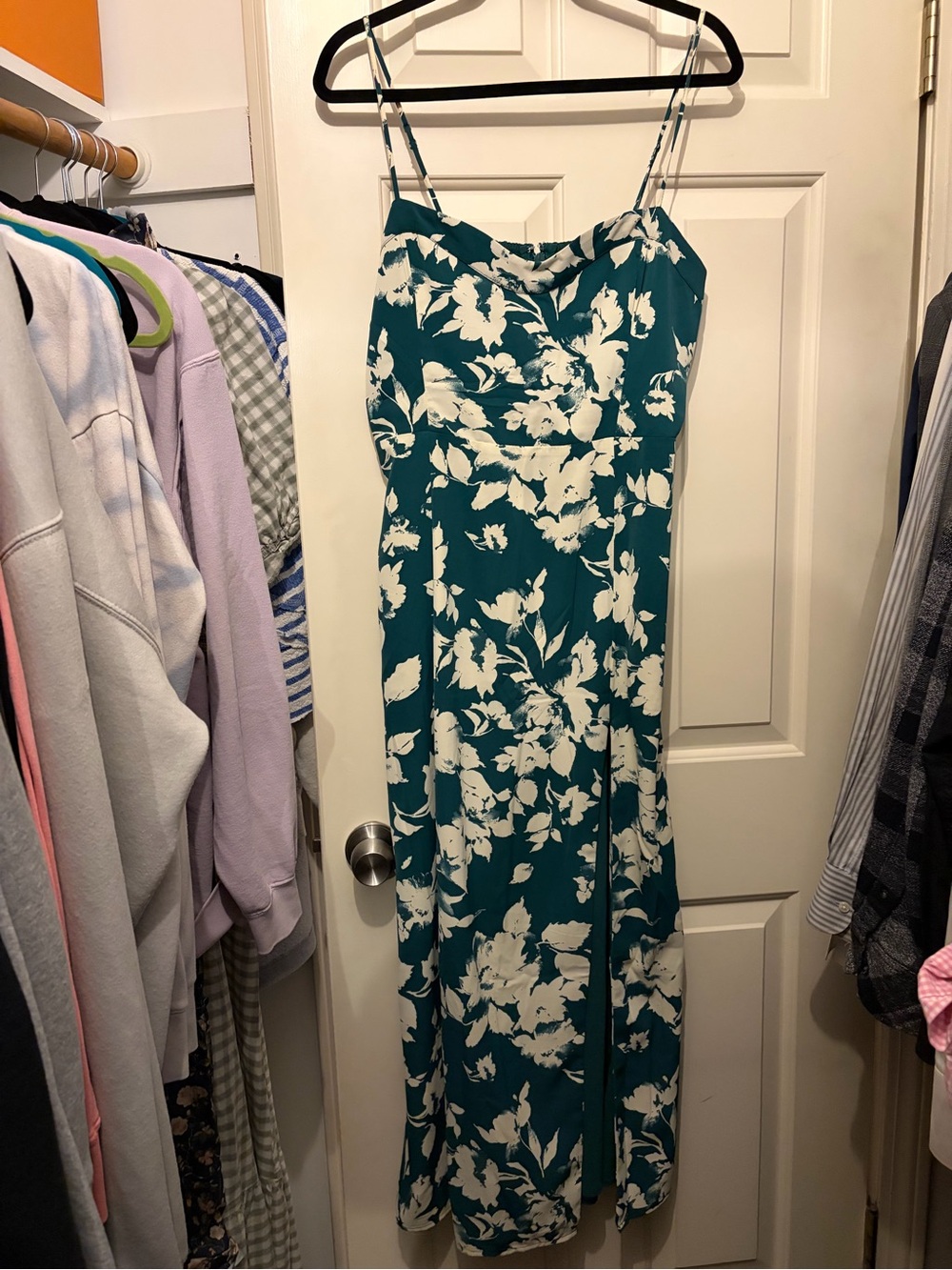 Abercrombie and Fitch satin high slit maxi dress